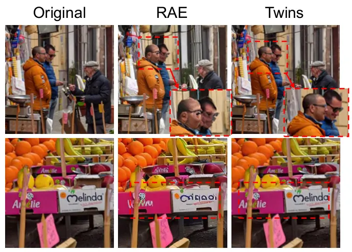 RAE与Twins的图像重建对比