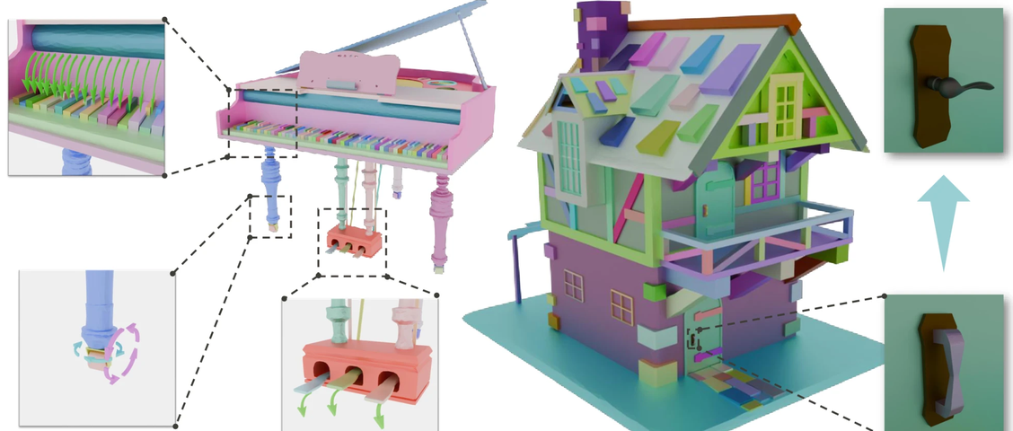 MegaParts生成包含大量可编辑零件的复杂3D物体